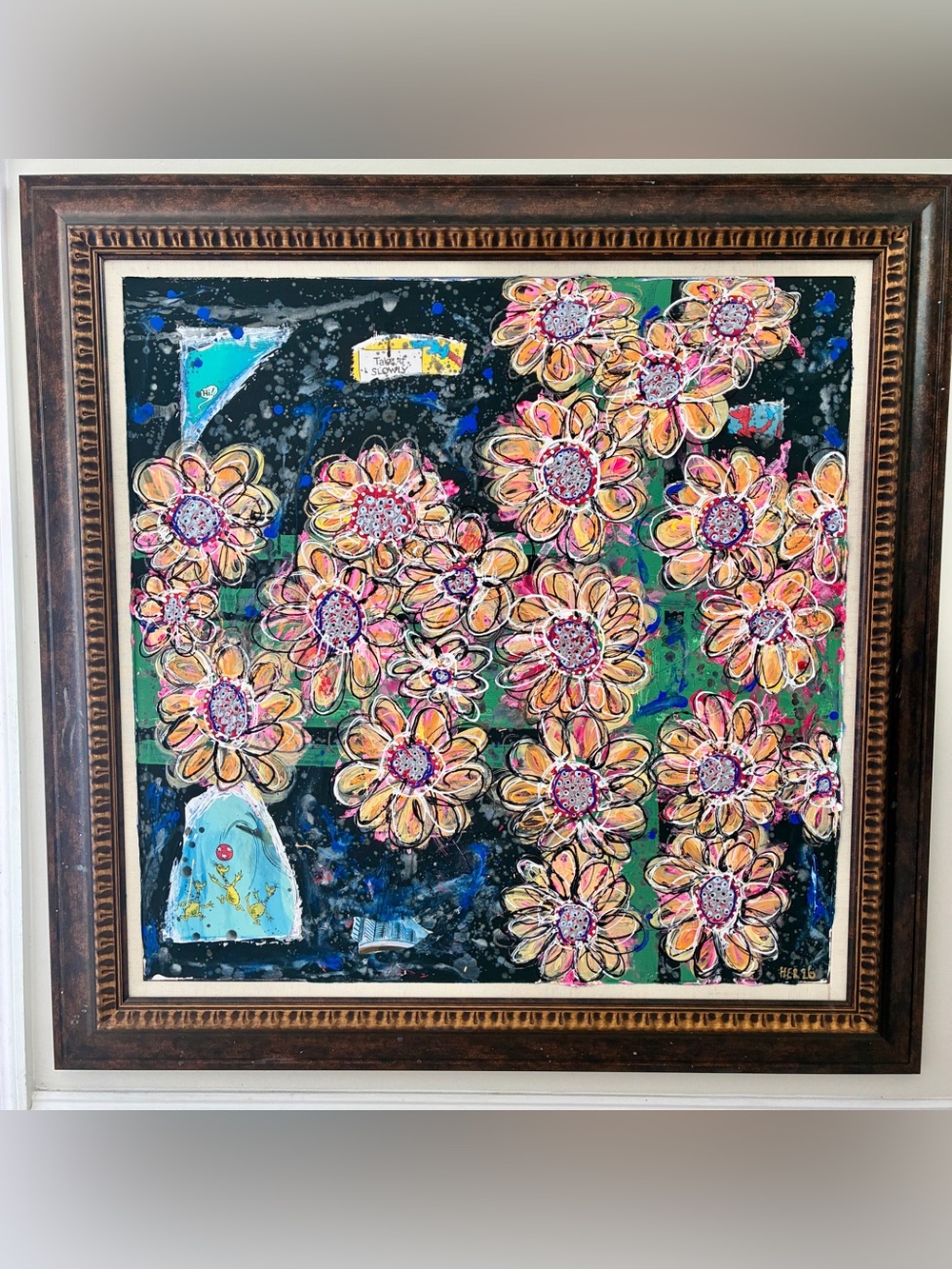 HANDMADE Original Abstract Modern Painting | 'sun to me' by me on canvas | one o
